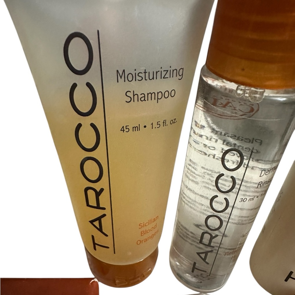 6 Piece Tarocco face & body travel Shampoo Moisturizer soaps & Dental Rinse New - Picture 2 of 5